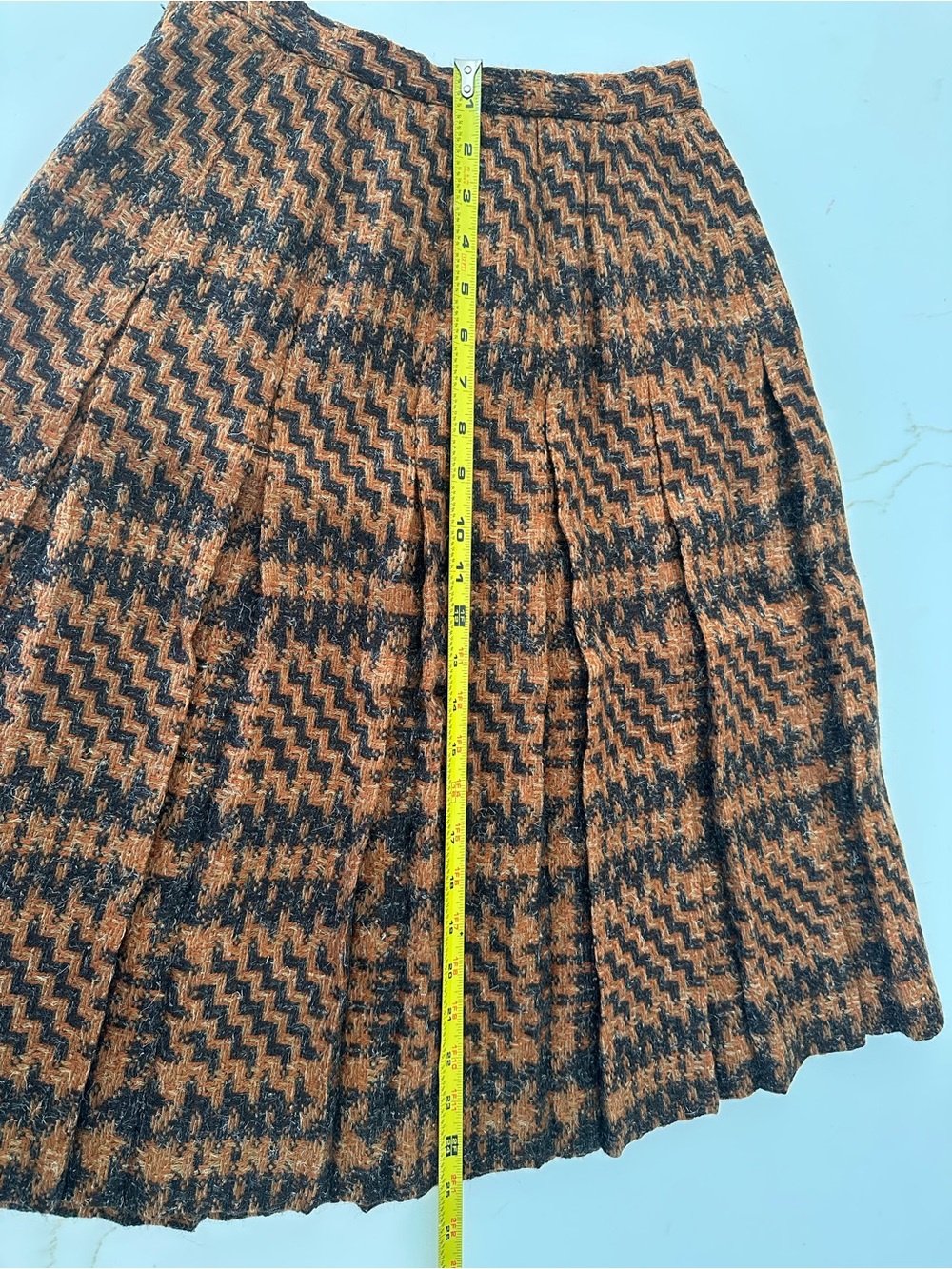 Vintage 1950s/1960s Old Colony Virgin Wool Chevron Pleated Skirt Approx Size S - Picture 8 of 8